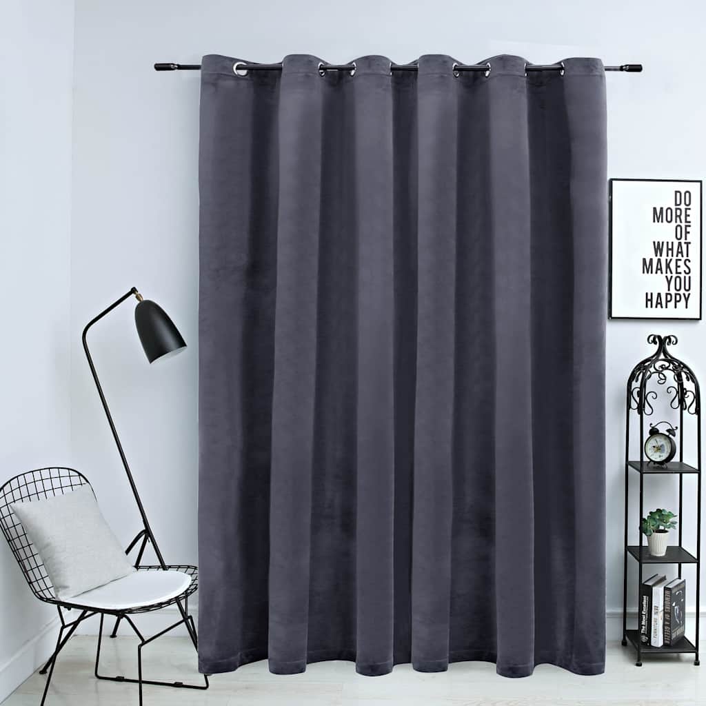 Gordijn Verduisterend Met Ringen 290X245 Cm Fluweel Blauw
