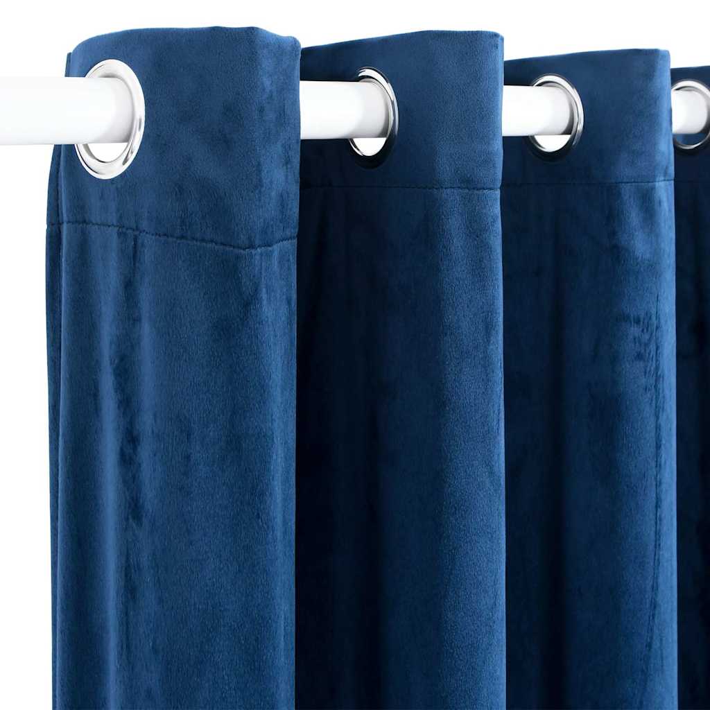 Gordijn Verduisterend Met Ringen 290X245 Cm Fluweel Blauw