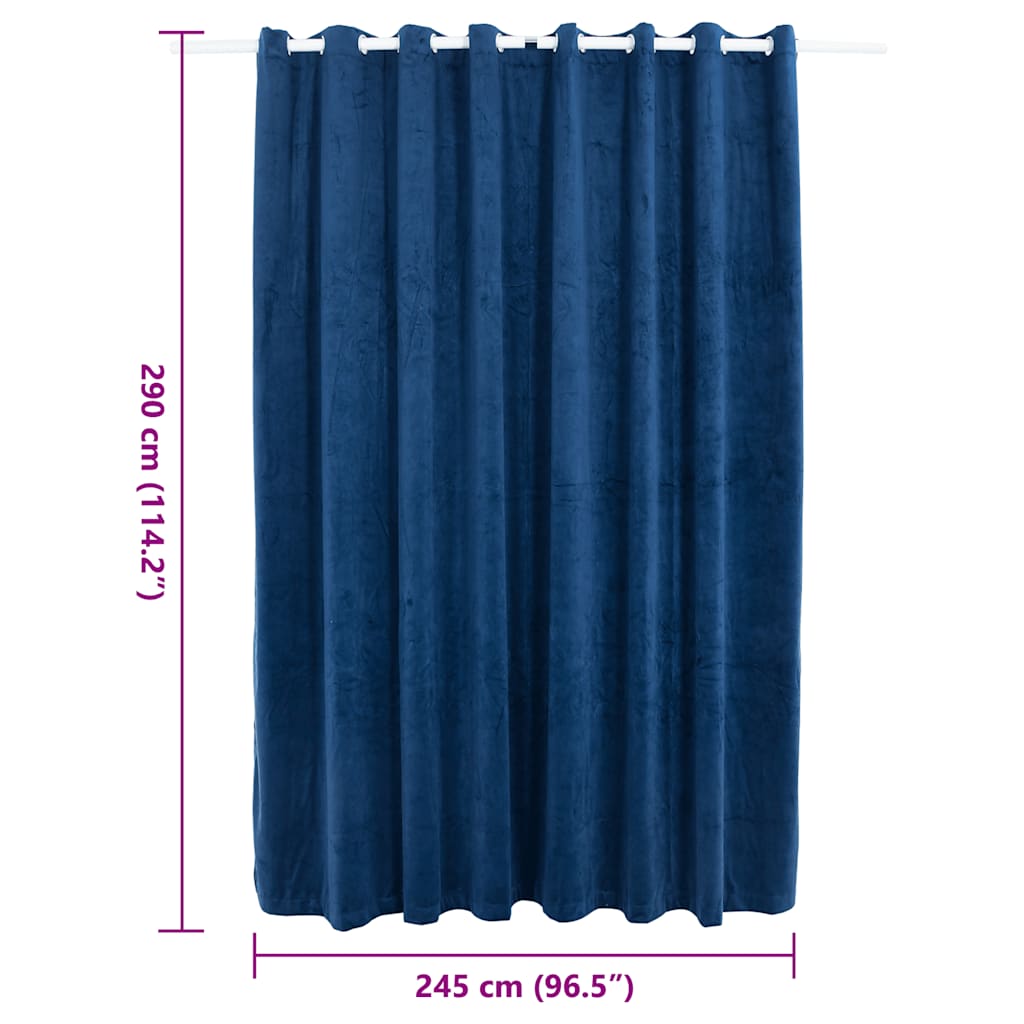 Gordijn Verduisterend Met Ringen 290X245 Cm Fluweel Blauw