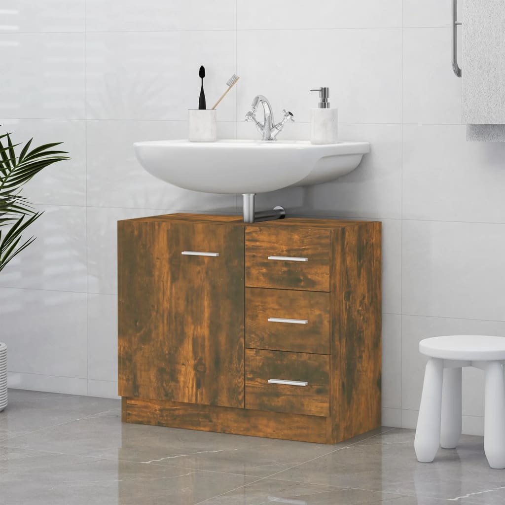 Wastafelkast 63X30X54 Cm Bewerkt Hout Kleurig