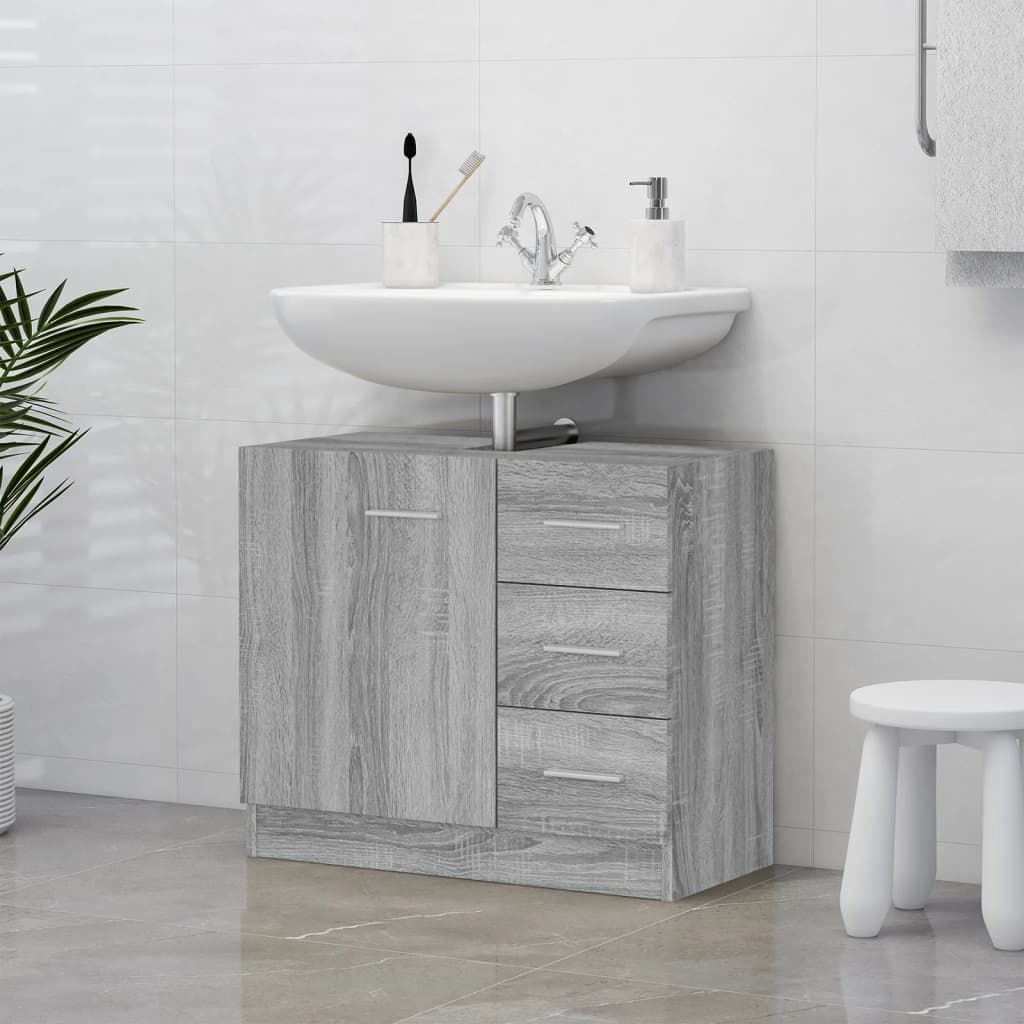 Wastafelkast 63X30X54 Cm Bewerkt Hout Kleurig