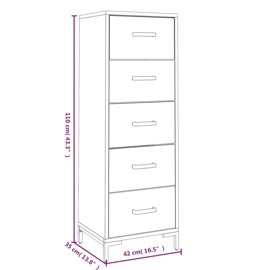 Ladekast 42X35X110 Cm Massief Grenenhout