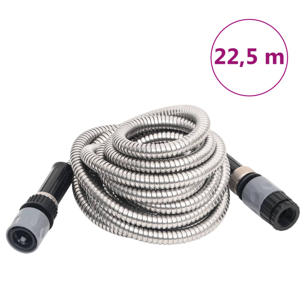 Tuinslang Met Sproeikop 0,6'' 7,5 M Roestvrij Staal Zilverkleur