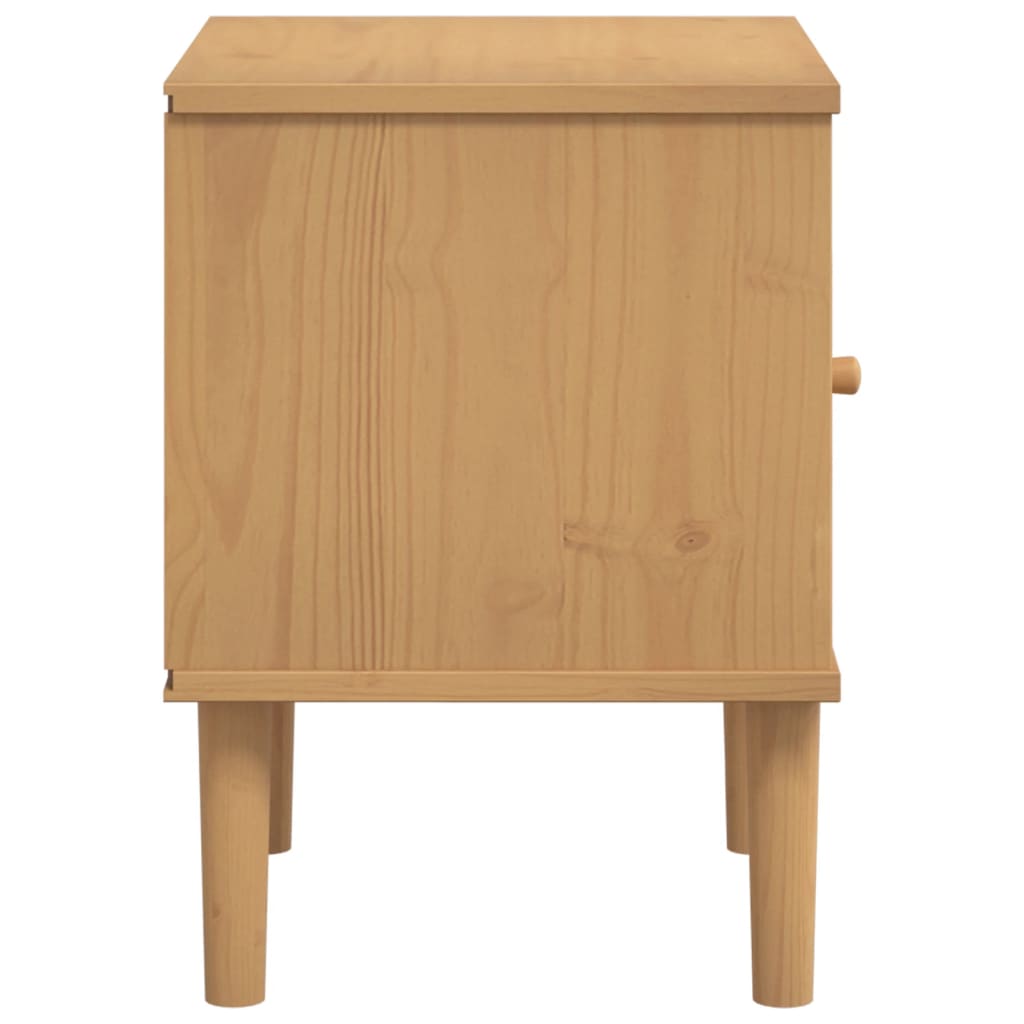 Nachtkastje Senja Rattan-Look 40X35X48 Cm Grenenhout