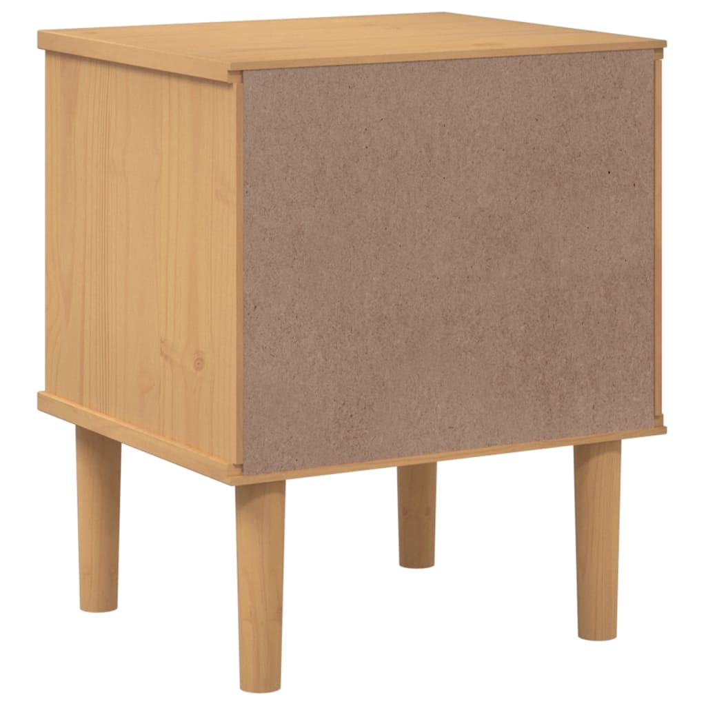 Nachtkastje Senja Rattan-Look 40X35X48 Cm Grenenhout