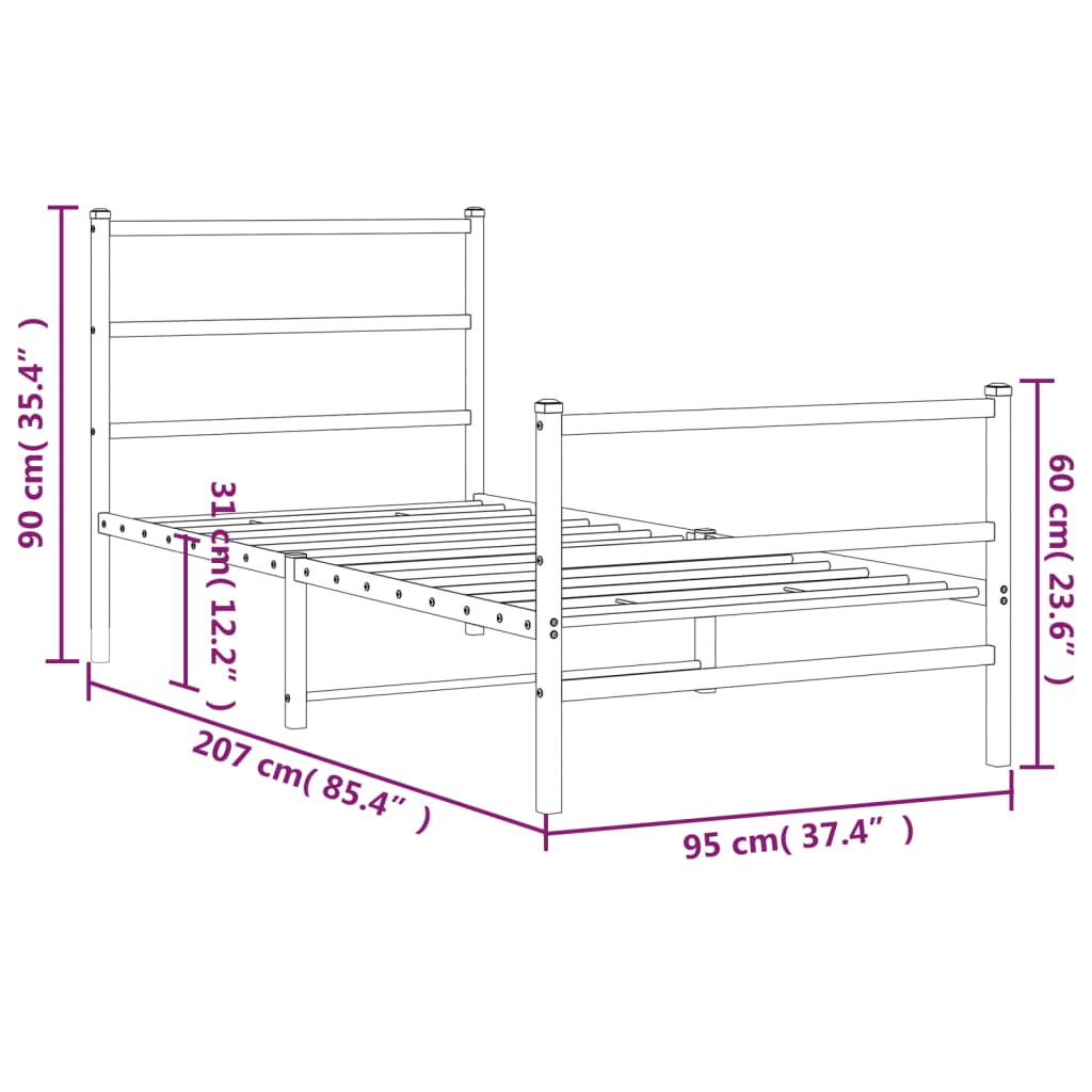 Bedframe Met Hoofd- En Voeteneinde Metaal