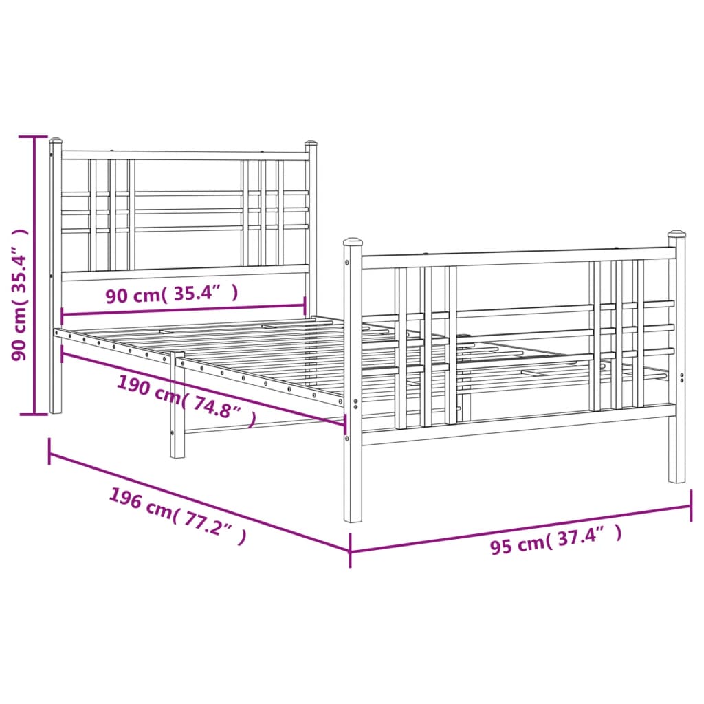 Bedframe Met Hoofd- En Voeteneinde Metaal
