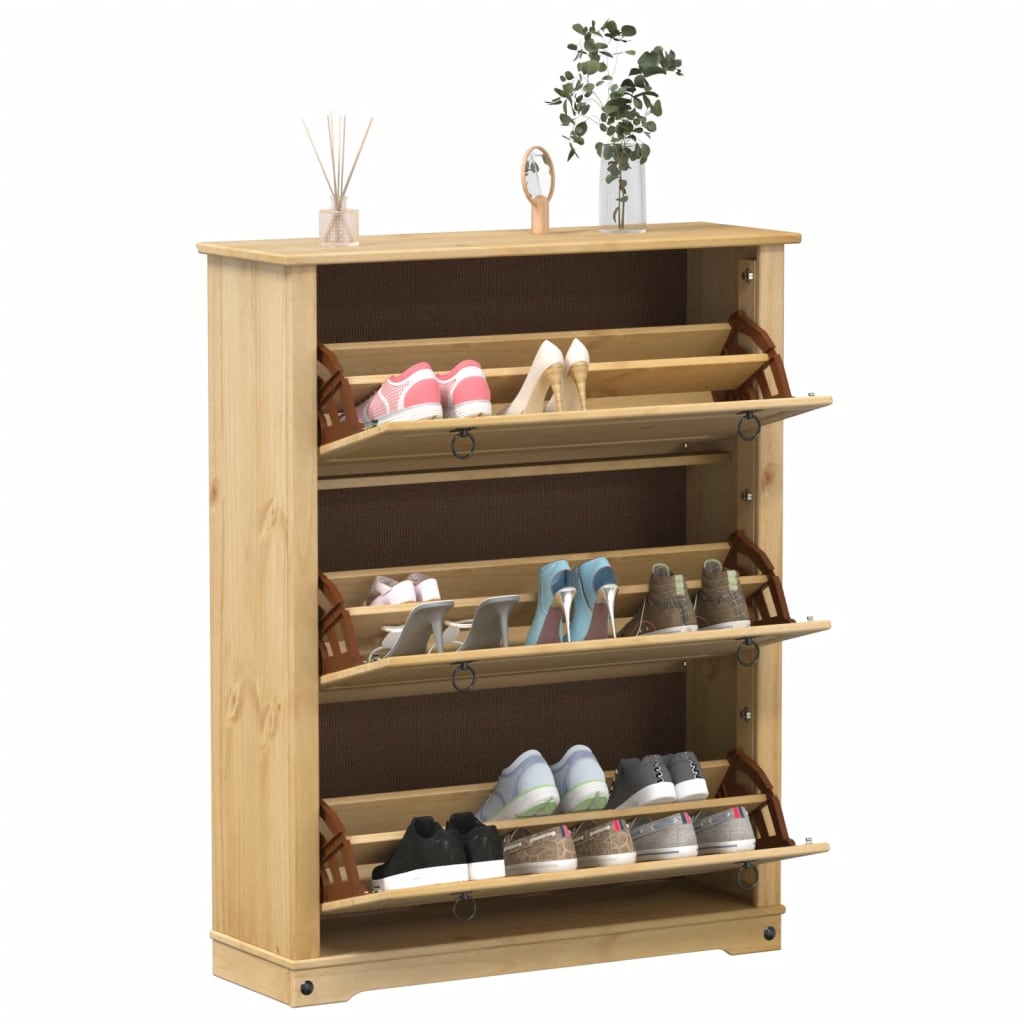 Schoenenkast Corona 99X32X163,5 Cm Massief Grenenhout