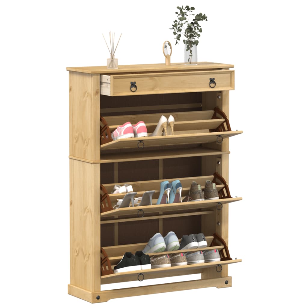 Schoenenkast Corona 99X32X163,5 Cm Massief Grenenhout