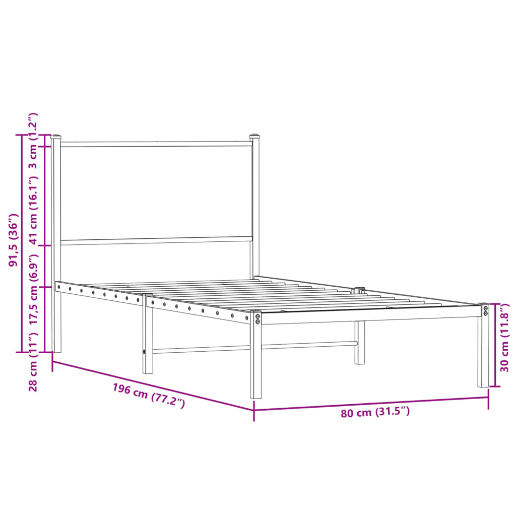 Bedframe Zonder Matras Metaal Kleurig