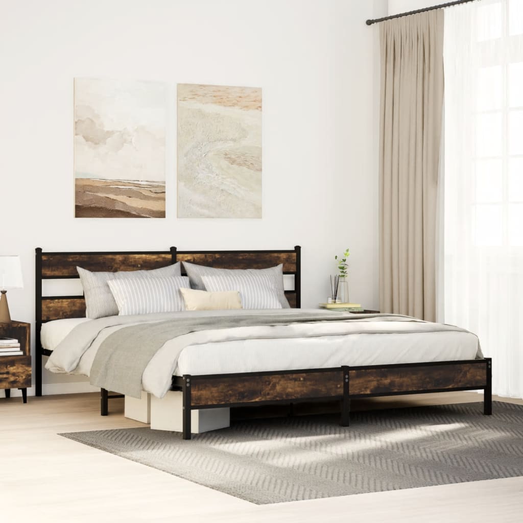 Bedframe Zonder Matras Bewerkt Hout