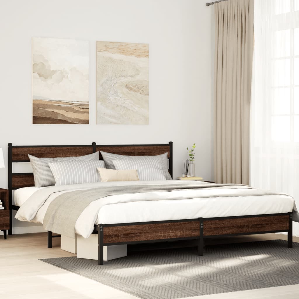 Bedframe Zonder Matras Bewerkt Hout