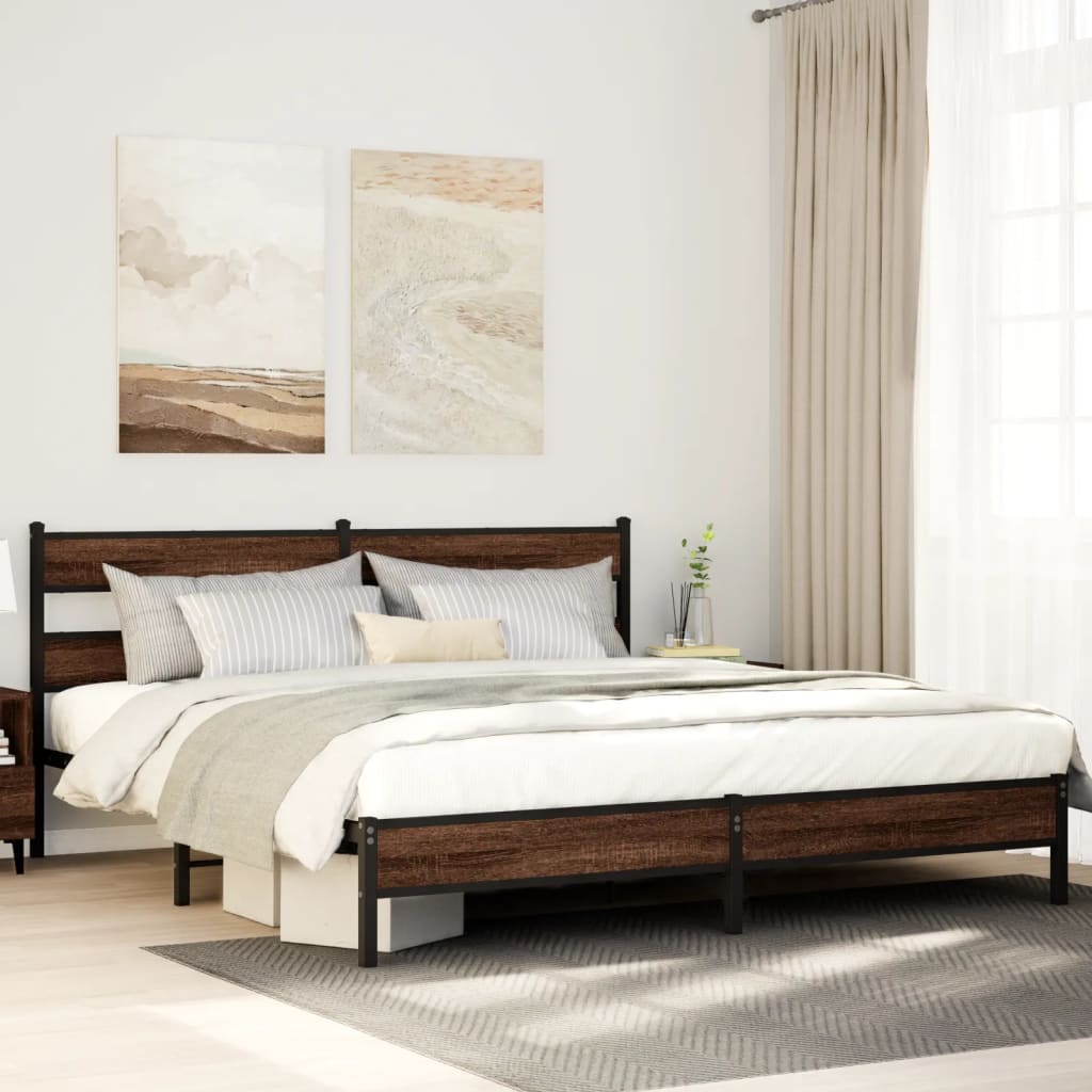 Bedframe Zonder Matras Bewerkt Hout
