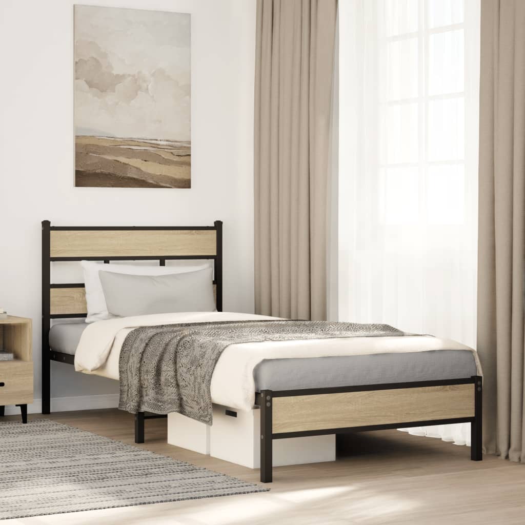Bedframe Zonder Matras Bewerkt Hout