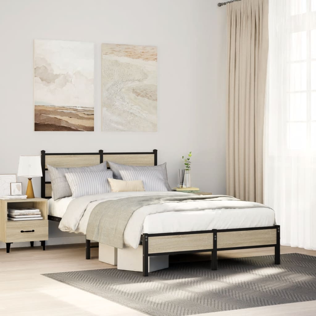Bedframe Zonder Matras Bewerkt Hout