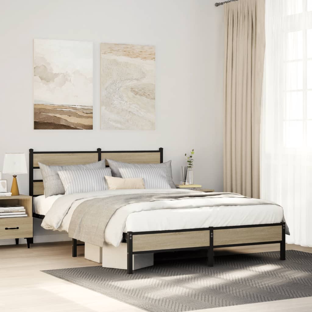 Bedframe Zonder Matras Bewerkt Hout