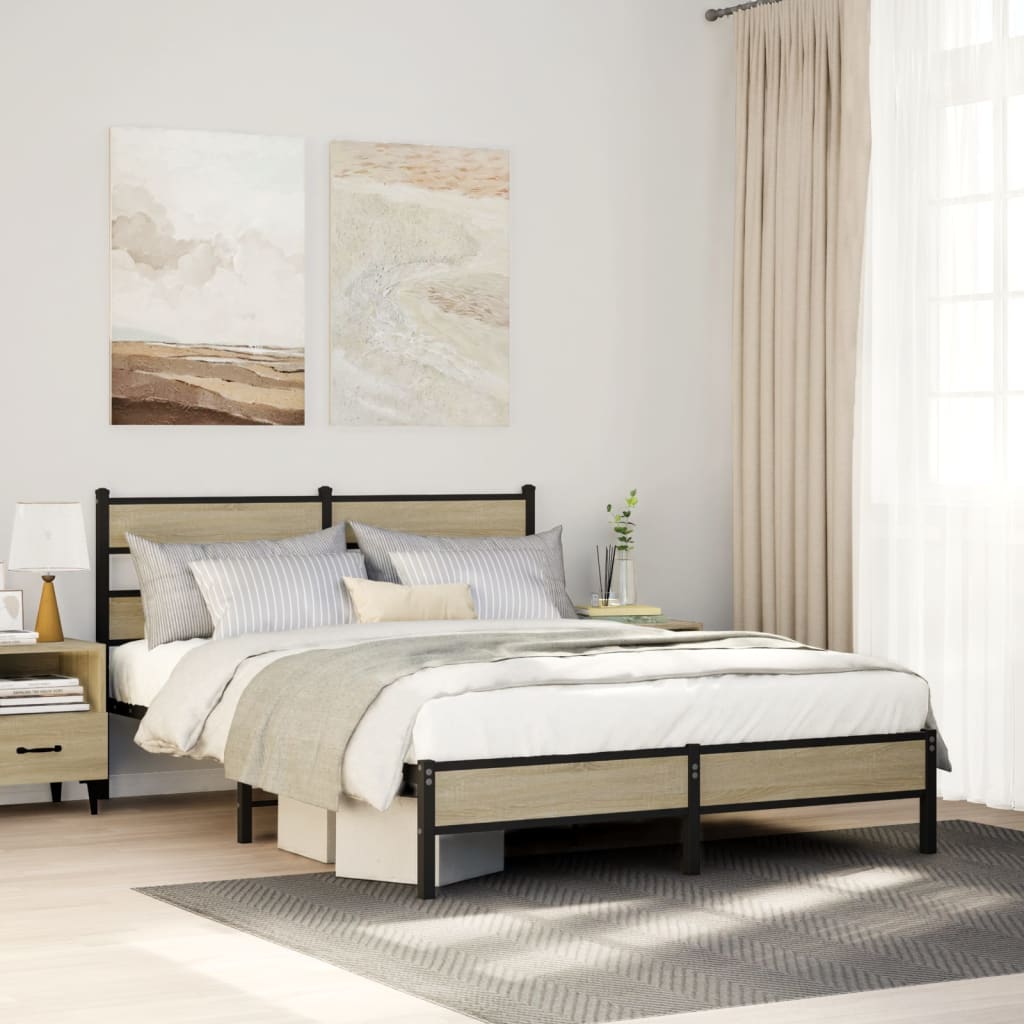 Bedframe Zonder Matras Bewerkt Hout