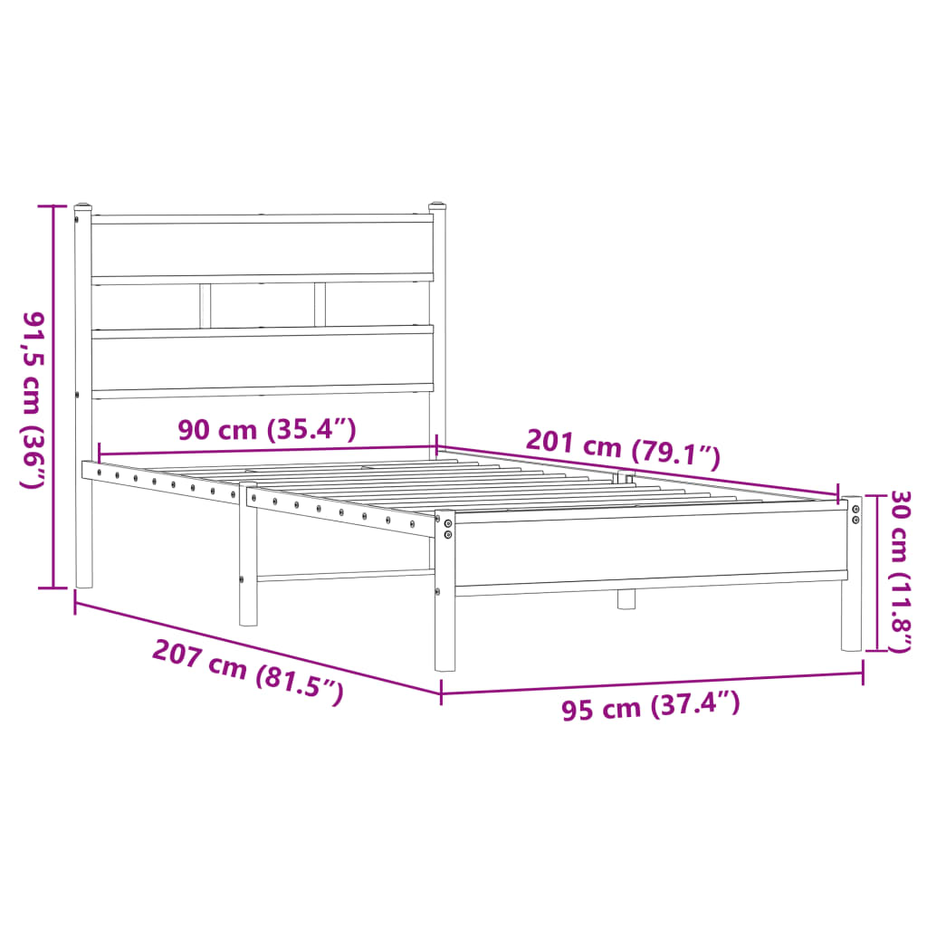 Bedframe Zonder Matras Bewerkt Hout