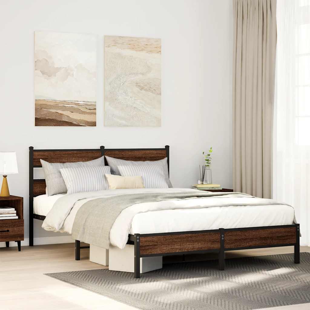 Bedframe Zonder Matras Bewerkt Hout