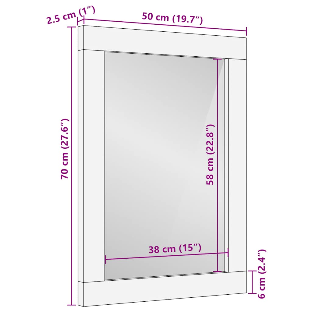 Badkamerspiegel 50X2,5X70 Cm Massief Mangohout