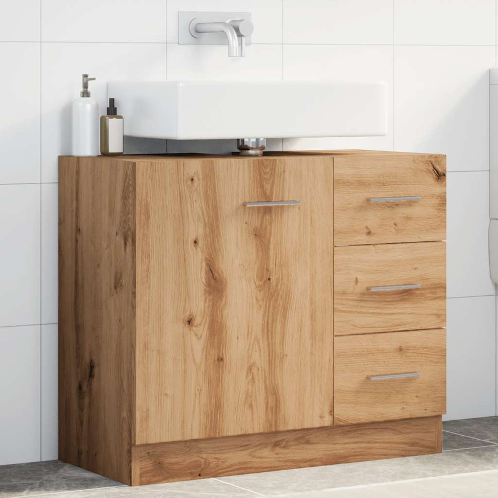 Wastafelkast 63X30X54 Cm Bewerkt Hout Kleurig