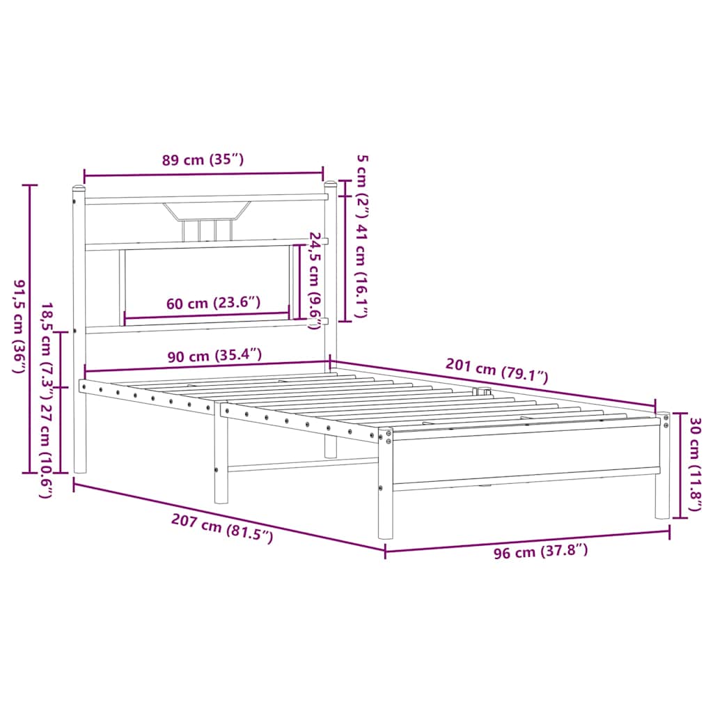 Bedframe Zonder Matras Hout Kleurig