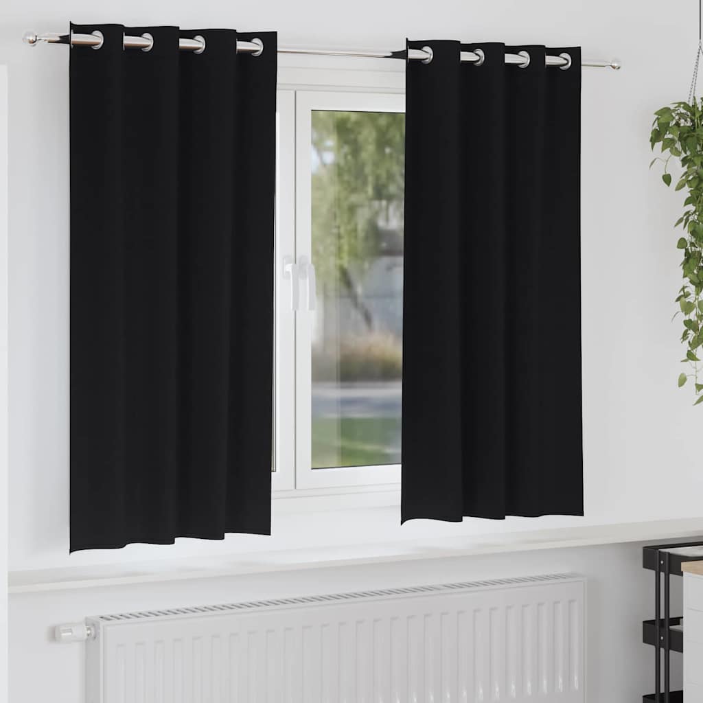 Zwart-Out Gordijnen Met Ringen 2 St 140 X