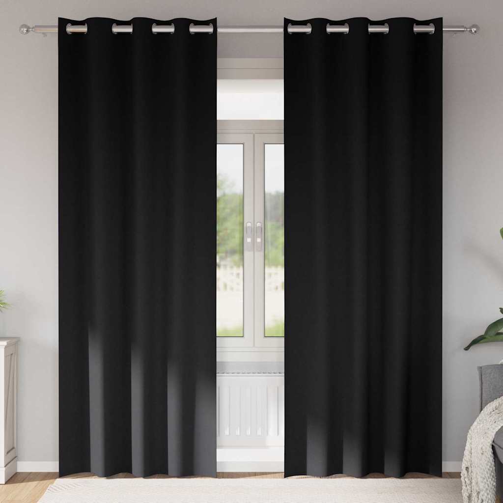 Zwart-Out Gordijnen Met Ringen 2 St 140 X