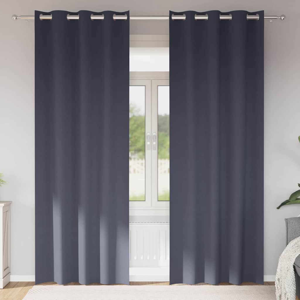 Zwart-Out Gordijnen Met Ringen 2 St 140 X