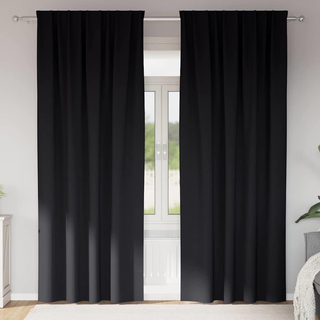 Zwart-Out Gordijnen Met Ringen 2 St 140 X