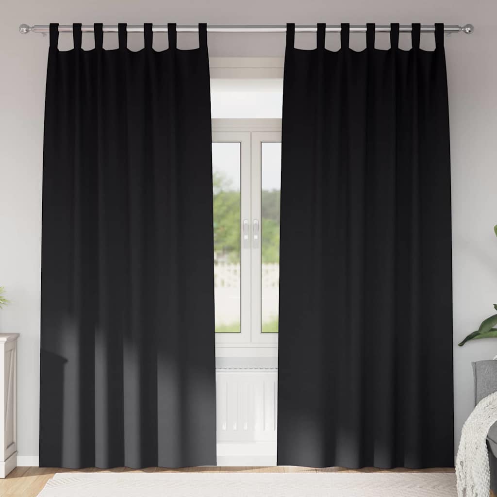 Zwart-Out Gordijnen Met Ringen 2 St 140 X
