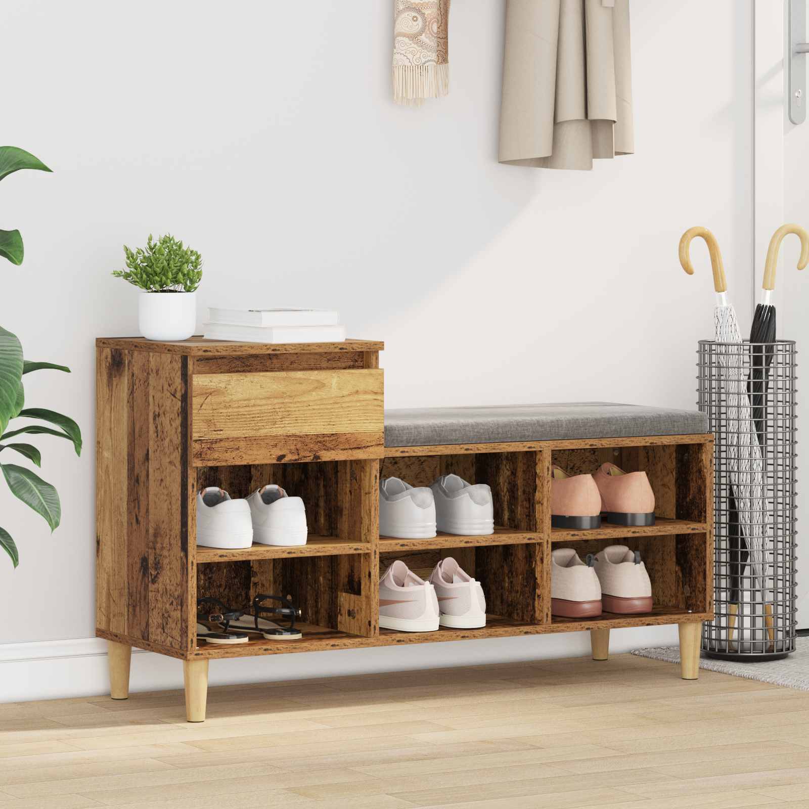 Schoenenkast 102 X 36 X 60 Cm Bewerkt Hout