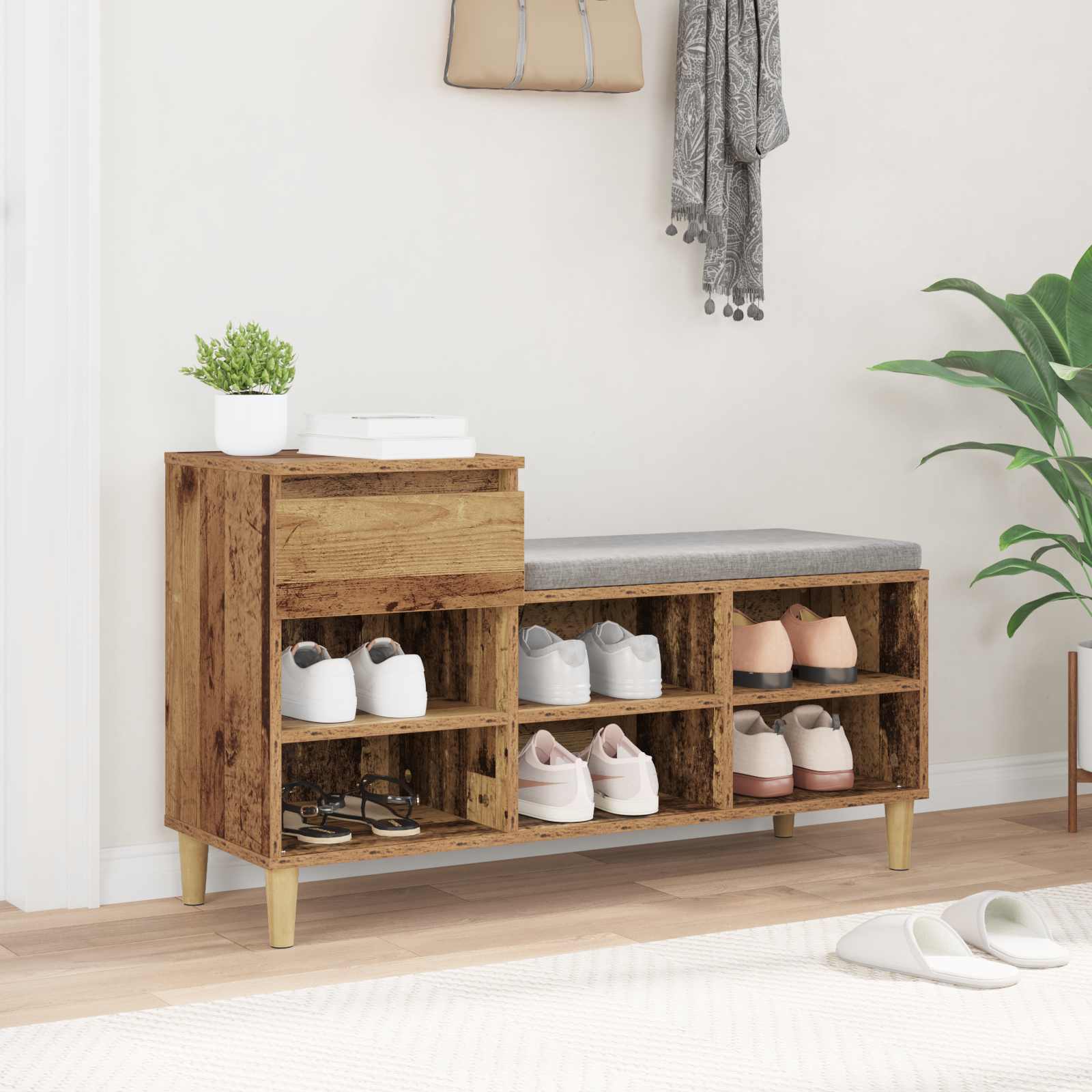 Schoenenkast 102 X 36 X 60 Cm Bewerkt Hout