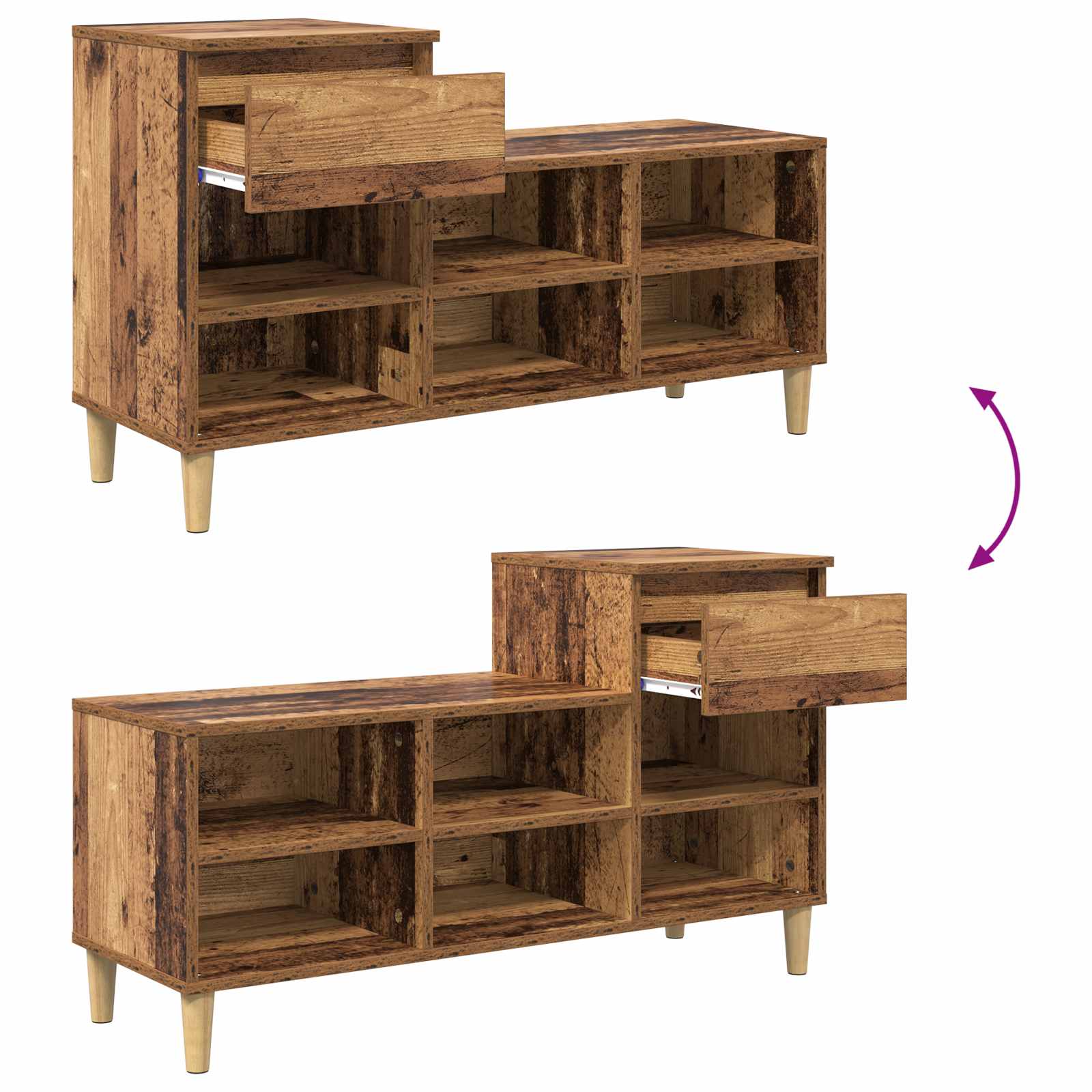 Schoenenkast 102 X 36 X 60 Cm Bewerkt Hout