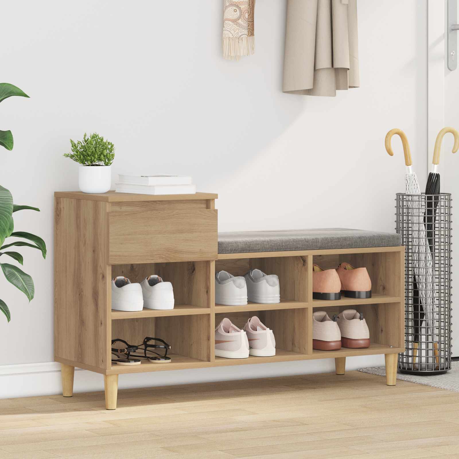 Schoenenkast 102 X 36 X 60 Cm Bewerkt Hout