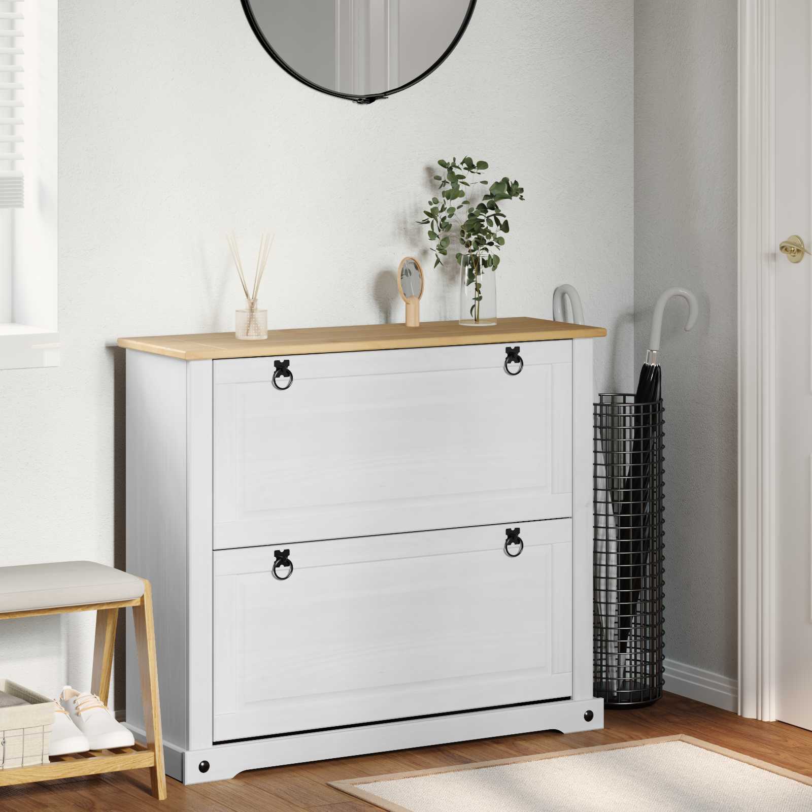 Schoenenkast Corona 99X32X163,5 Cm Massief Grenenhout