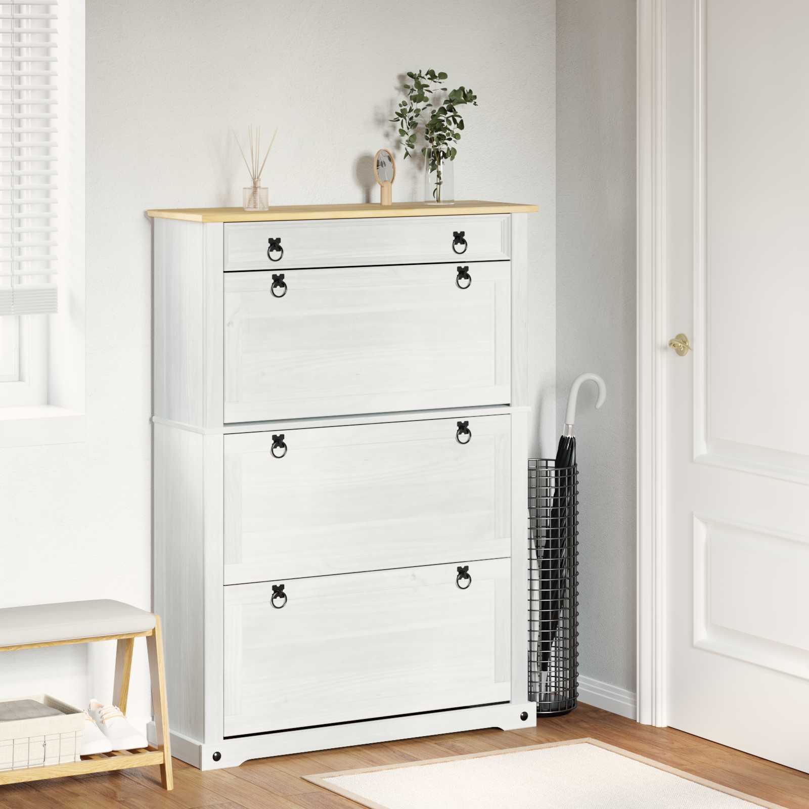 Schoenenkast Corona 99X32X163,5 Cm Massief Grenenhout
