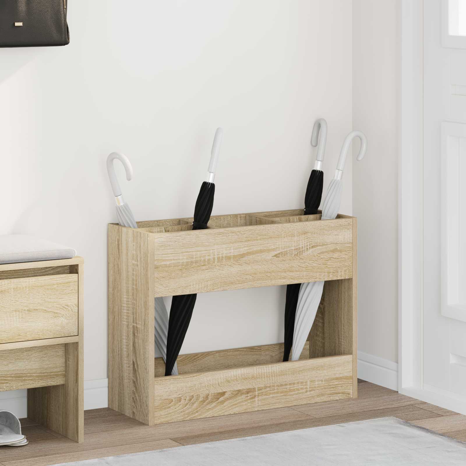 Paraplu Standaard Oudhout 65 X 24 X 50 Cm Bewerkt Hout