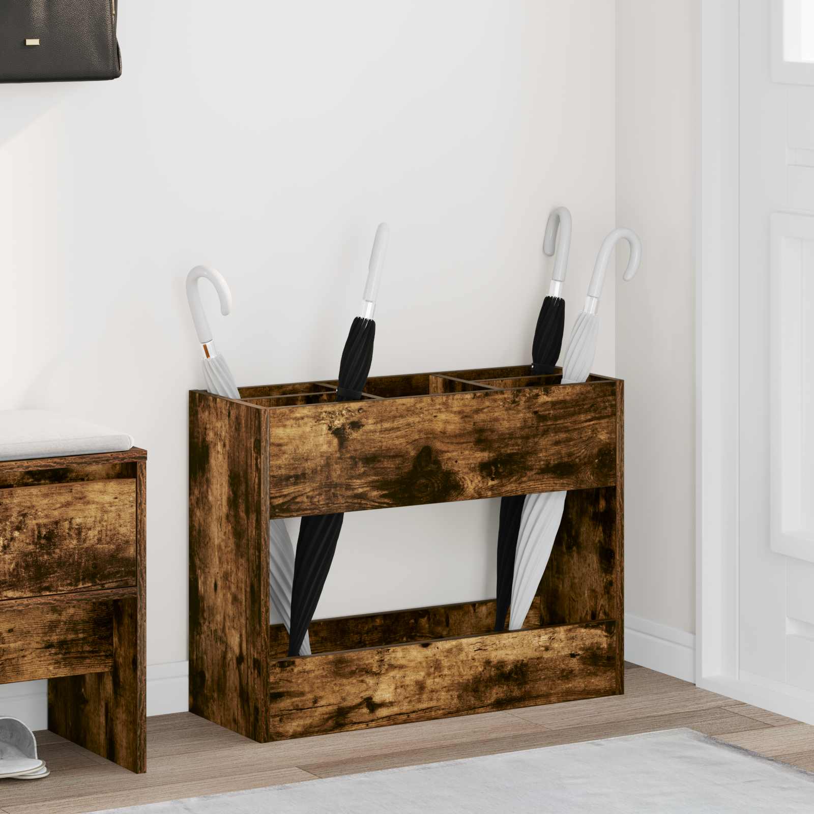 Paraplu Standaard Oudhout 65 X 24 X 50 Cm Bewerkt Hout