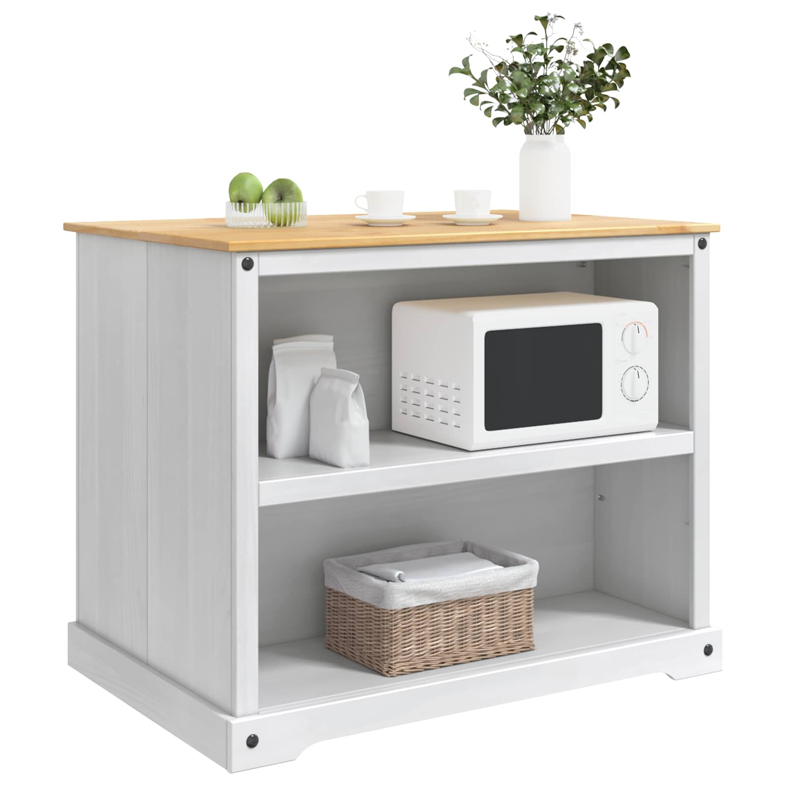 Keuken Eiland Set 2 St Wit En Honing Was 112 X 77 X 91,5 Cm