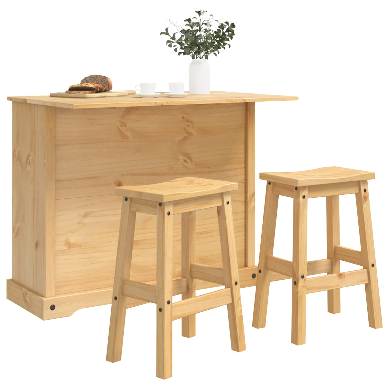 Keuken Eiland Set 3 St Honing Wax 112 X 70 X 91,5 Cm