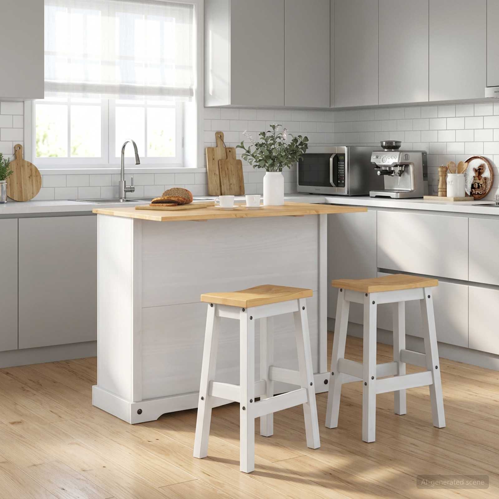 Keuken Eiland Set 3 St Honing Wax 112 X 70 X 91,5 Cm