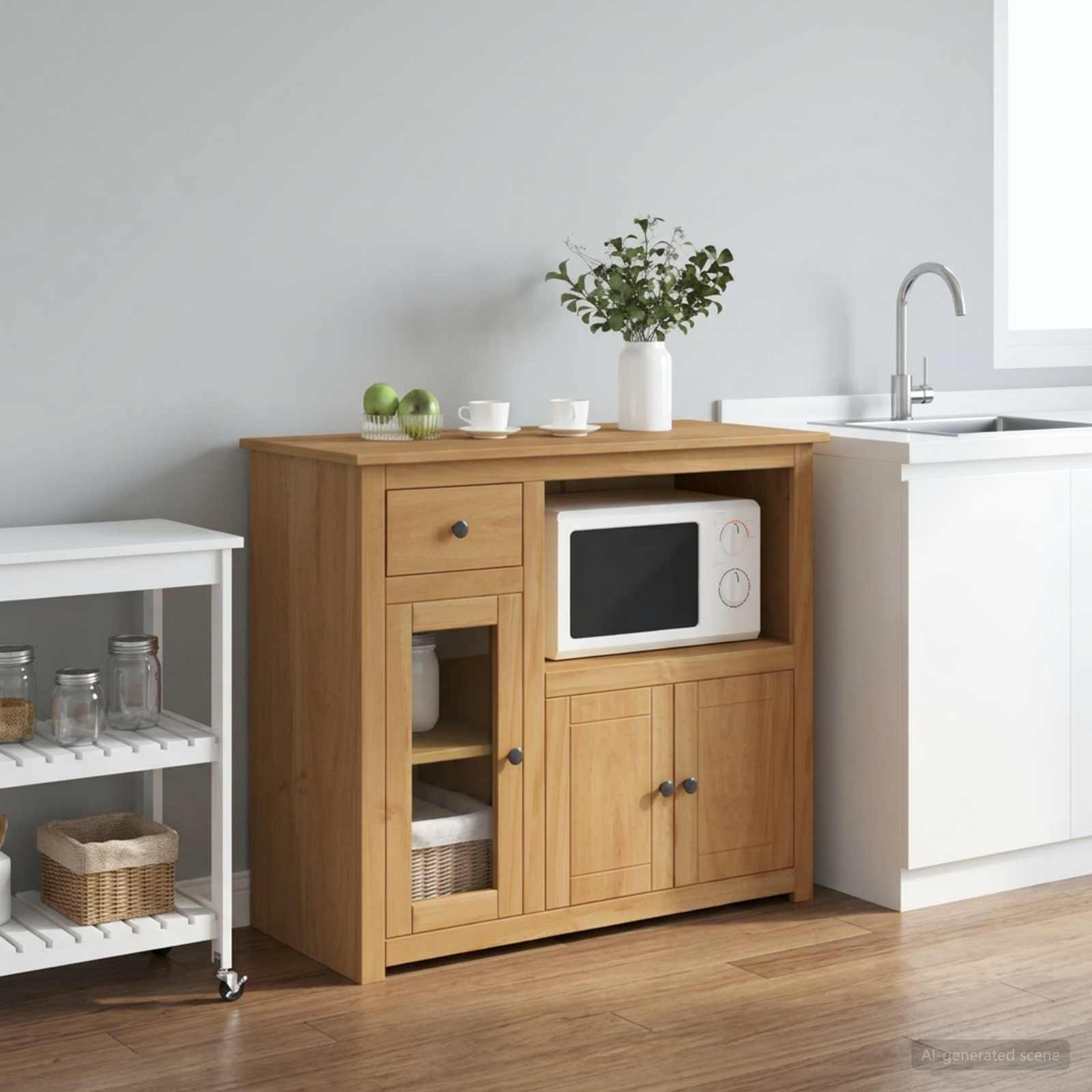 Magnetron Dressoir Panama Wit En Honing Was 99.5 X 44 X 86.5 Cm