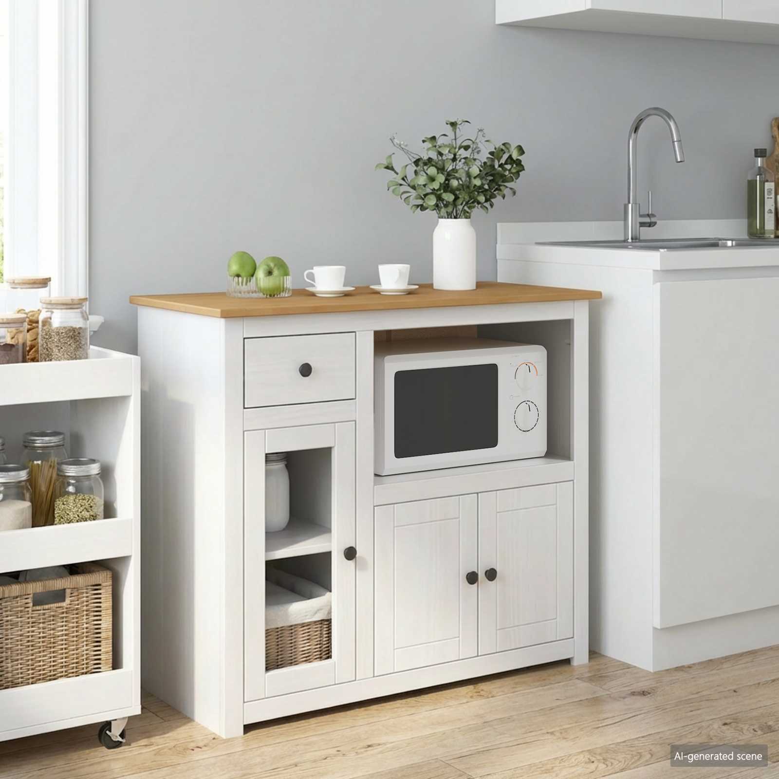 Magnetron Dressoir Panama Wit En Honing Was 99.5 X 44 X 86.5 Cm